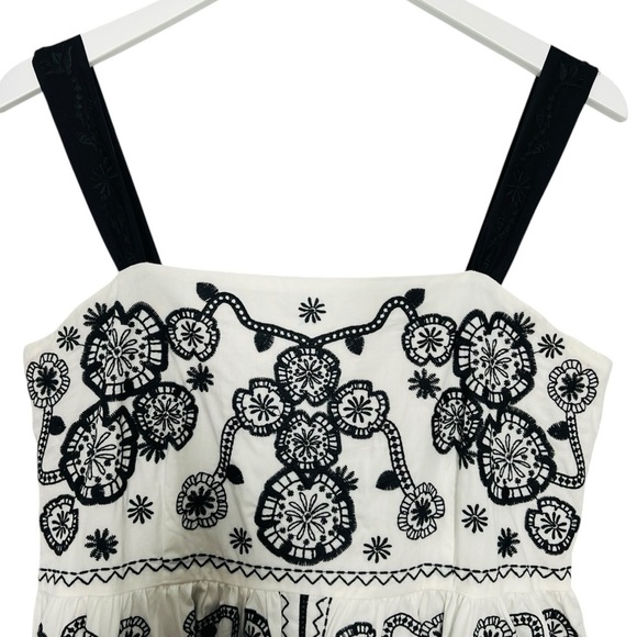 Johnny Was Mel Embroidered Midi Dress Black White Size M - Picture 3 of 11